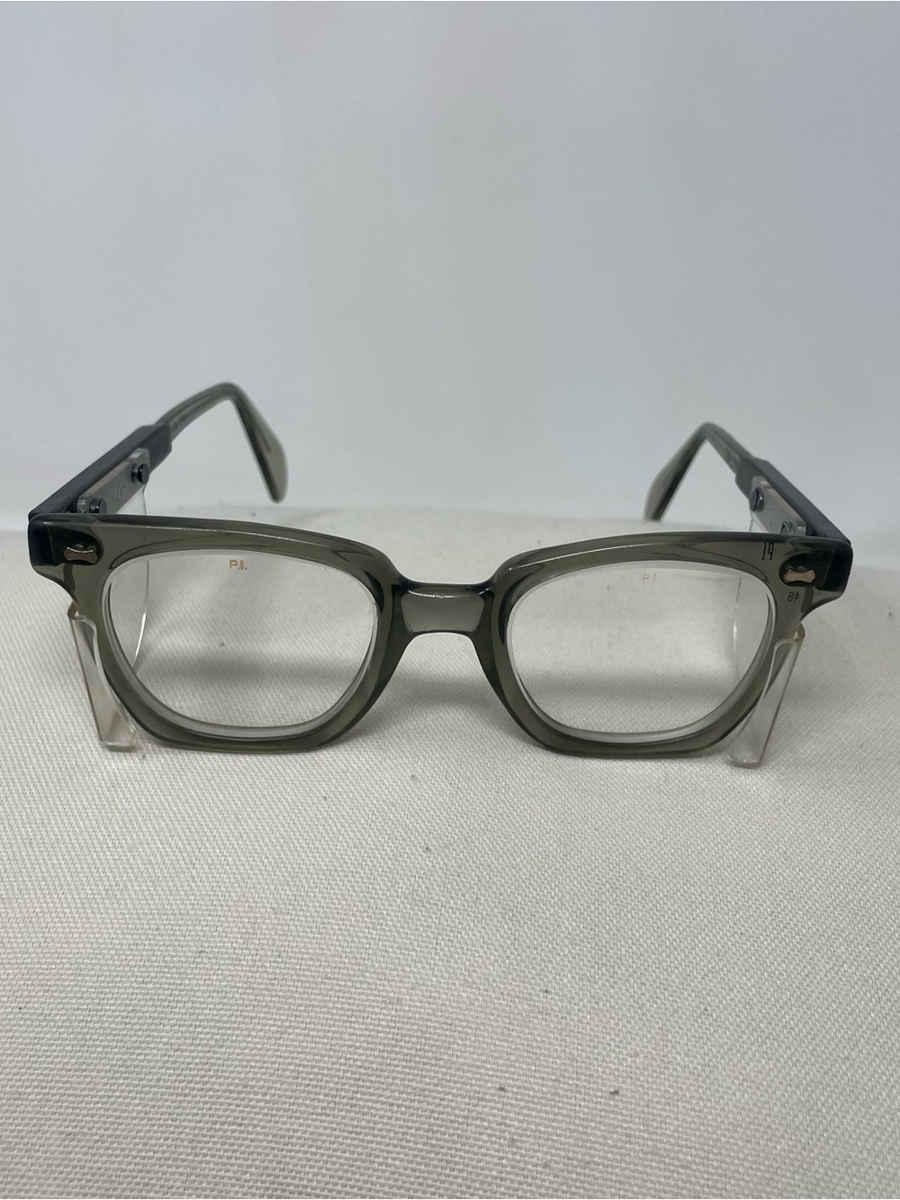 Men's Translucent Gray Square Frame Glasses